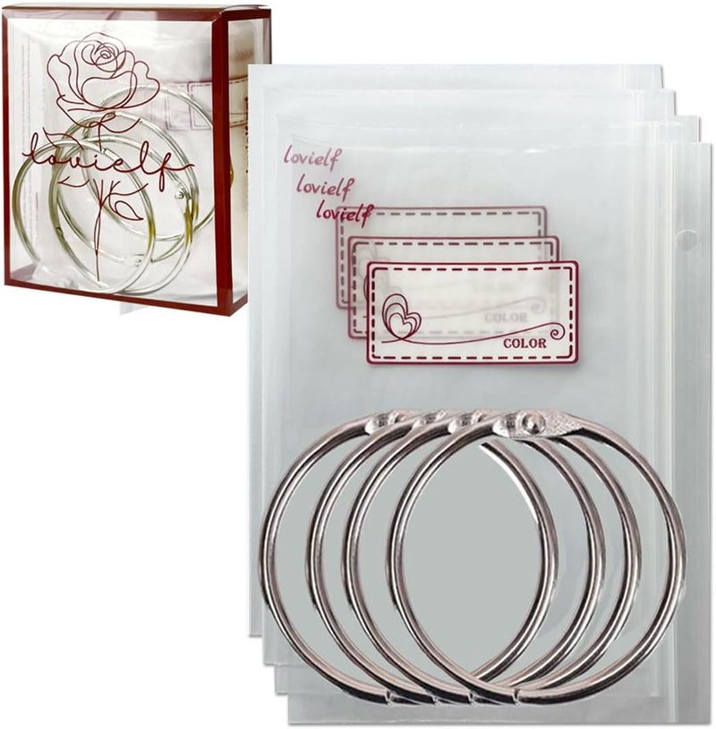 lovielf Embroidery Threads Cross Stitch Floss Bag Organizer 5.12 x 3.6 inch - 200 Pack with 4 Rings - Image 1